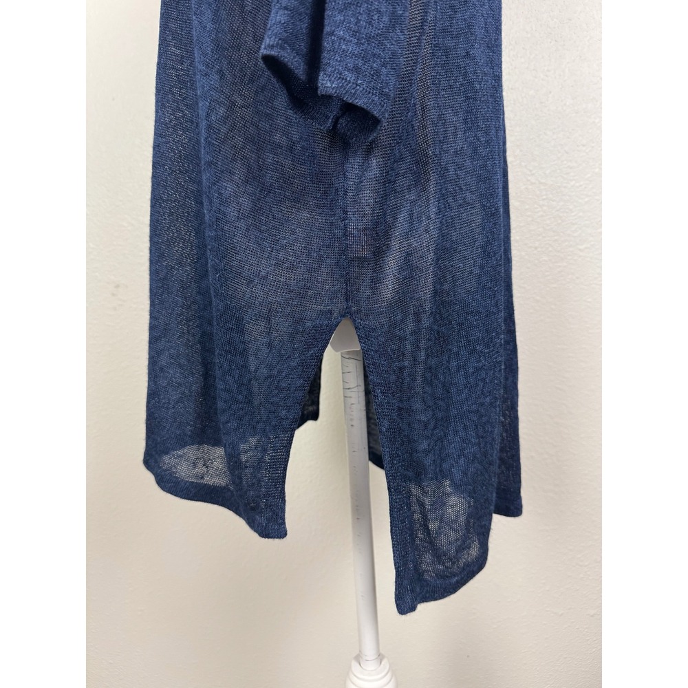 Pure Jill Womens Blue Linen Blend Sheer Knit Tunic Top Relaxed Oversized - Picture 3 of 7